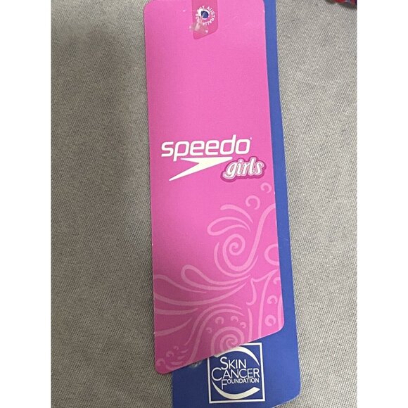 NWT Speedo Girls One Piece Swimsuit Blue Red Beach Size 5 - Picture 6 of 9